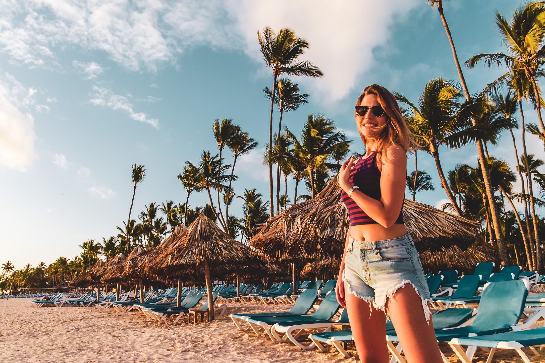 Girl at Bavaro Beaches in Punta Cana, Dominican Republic